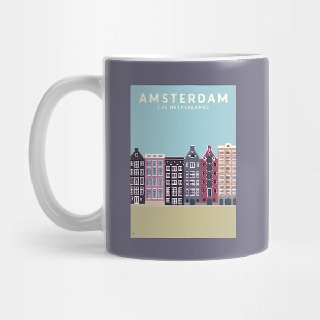 Amsterdam, the Netherlands Travel Poster by lymancreativeco